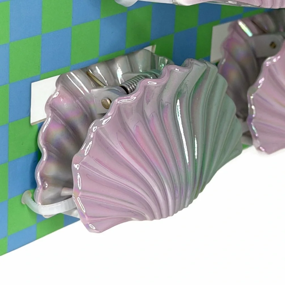 Piper K Iridescent Clam Shell Hair Claw Clips set of 3